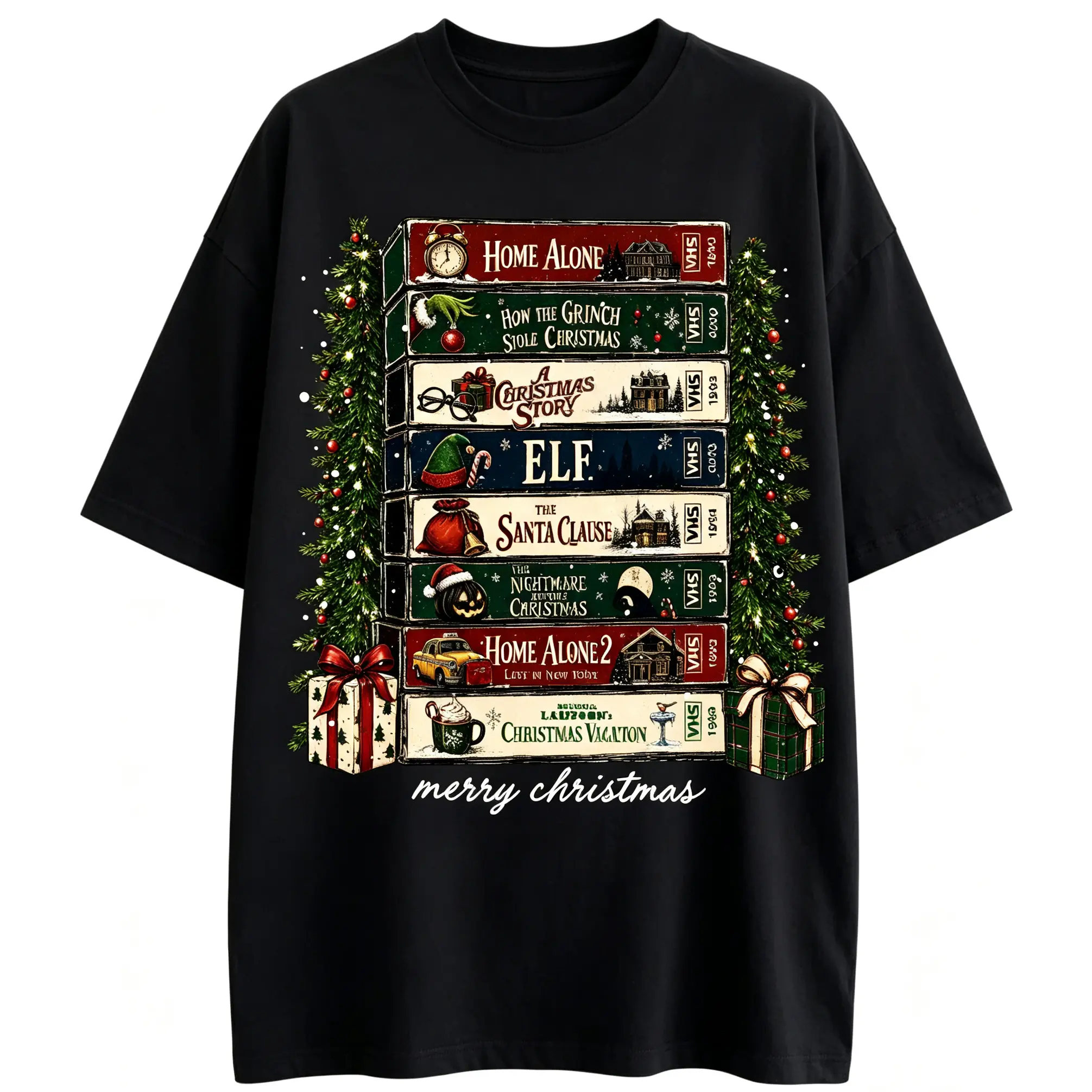 Christmas VHS Movies Comfort Colors Shirt, Retro Holiday Graphic Tee, Vintage Christmas Movie T-Shirt, Cozy Festive Apparel, Funny Christmas Gift