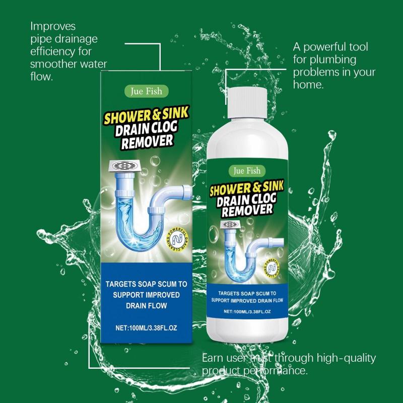 Powerful Drain Cleaner & Plunger Kit for Kitchen Sink & Shower, Hair & Grease Clog Remover, Effective & Safe Drain Unclogger for Home Use