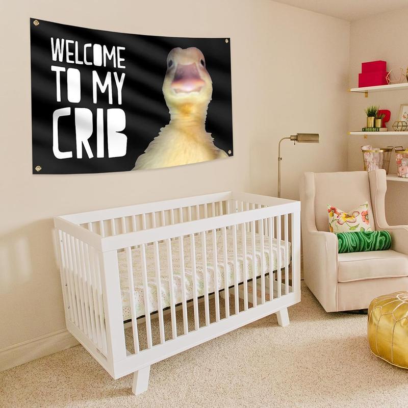 Welcome to My Crib 3x5Ft Flag Funny Banner Party Supplies Yard Tapestry for College Room Man Cave Teen Boys and Girls Wall Hanging Decoration Flags