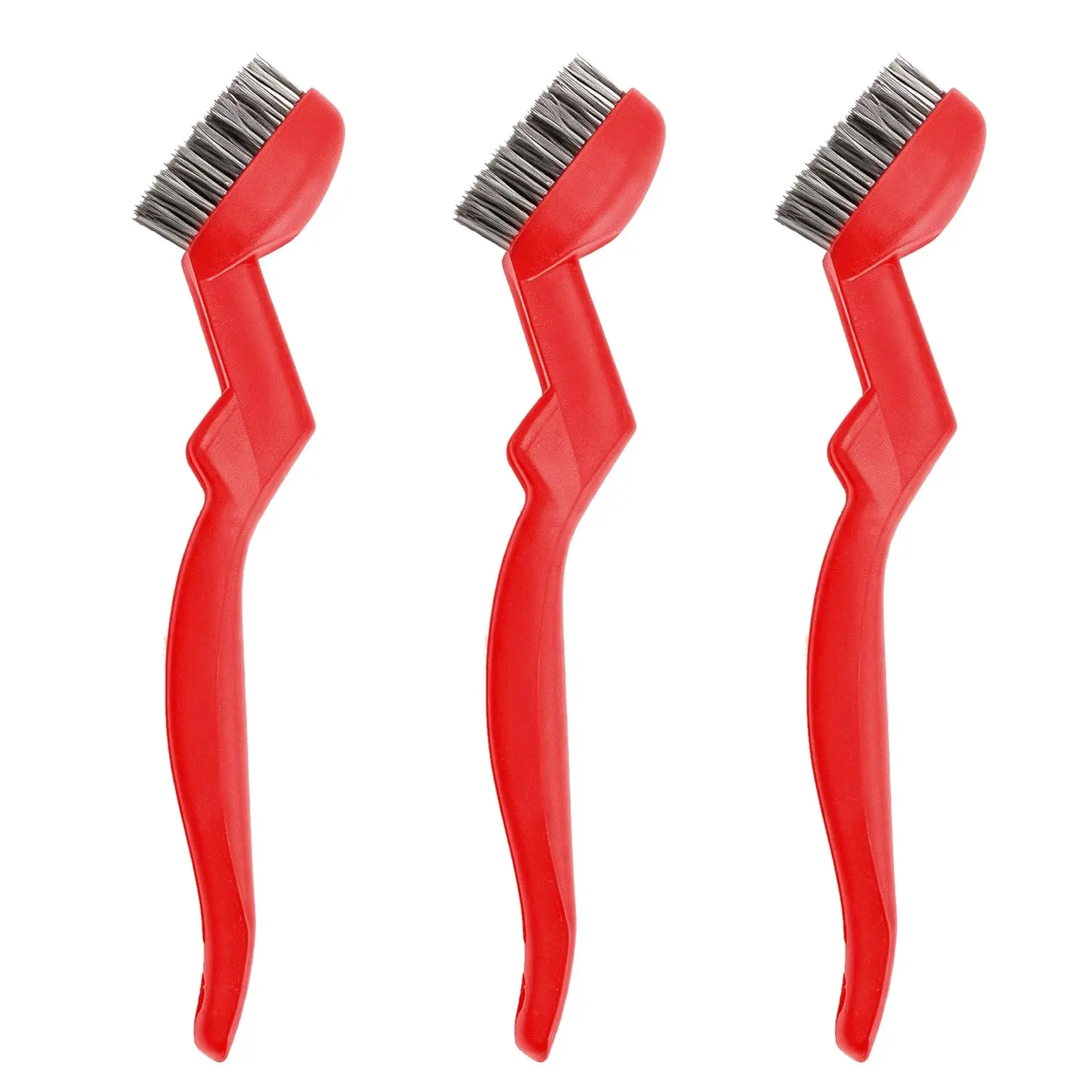 3 count 7" Stainless Steel Wire Brushes - 50% Denser Than Standard Brushes - for Heavy-Duty Cleaning: Grill Grates, Uncoated Pans, Rust Removal, Deburring & Metal Cleaning,Deep Detailing Cleaning