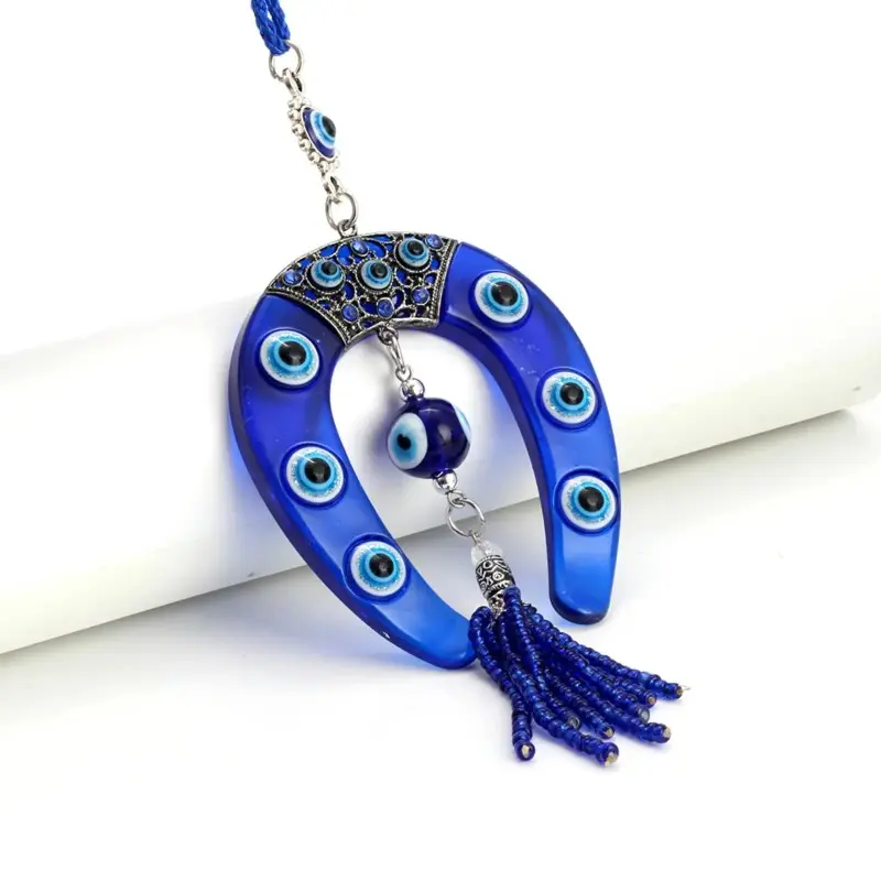 Interior Accessories Good Luck Amulet - Horseshoe and Tassel Decorative Charm, Casual PVC Alloy Hanging Ornament