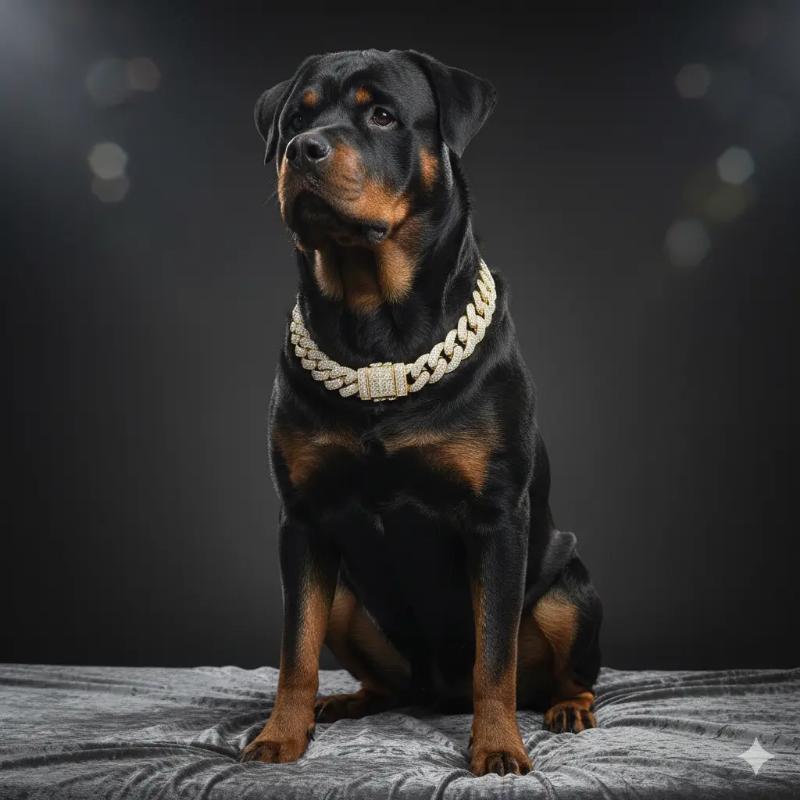 Big Dog Pet Collar Thick Heavy 18mm 18" 20" 24" Iced Cubic Zirconia Gold / Silver Plated Cuban Chain Necklace High Quality Polished.