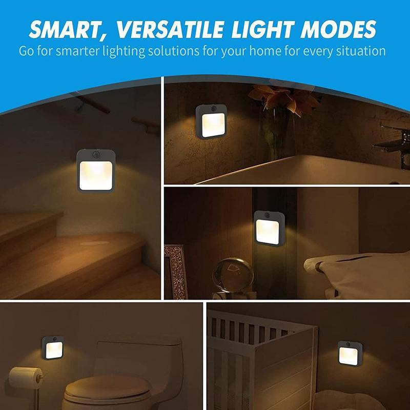 Plug-in Smart Motion Sensor LED Night Light - 0.6W, Dimmable Warm White Ambient Lighting, Auto-On/Off, Adjustable Brightness, Energy-Efficient, US/EU Compatible for Bedroom, Hallway