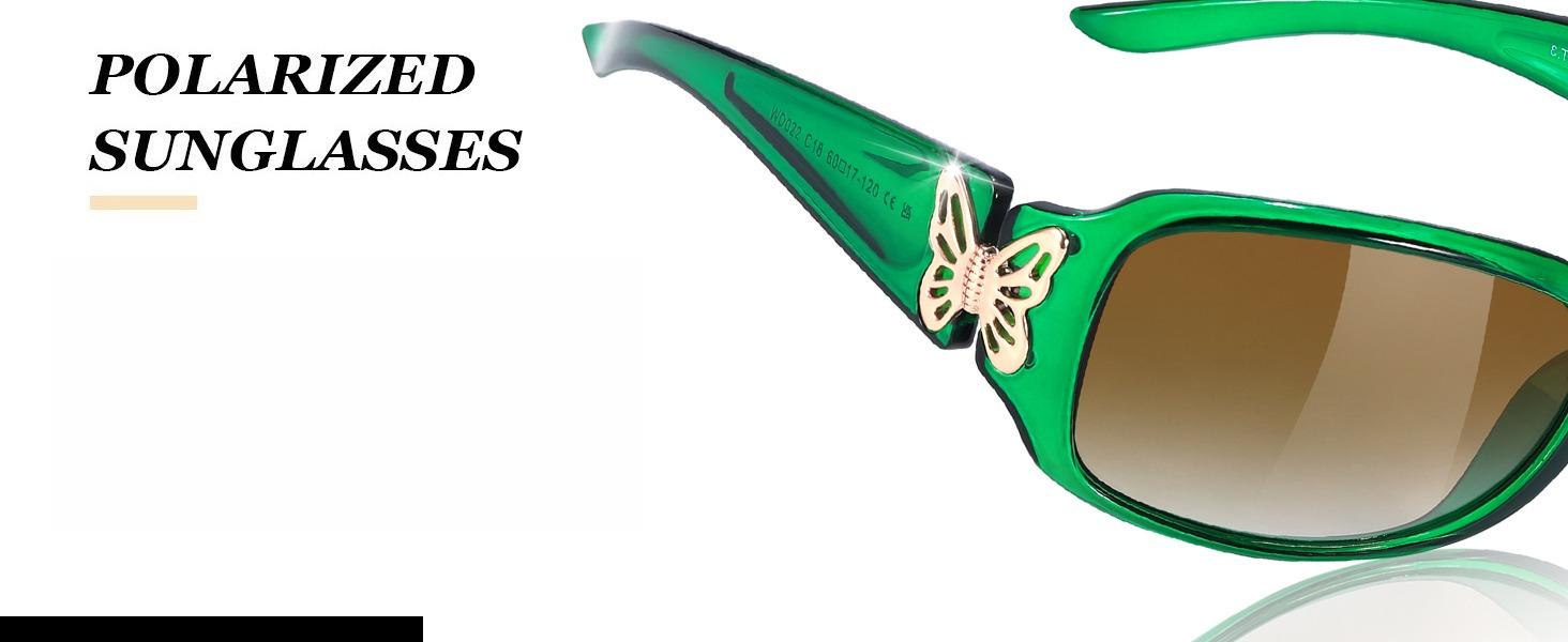 Polarized Sunglasses for Women, Fashion Butterfly Decoration Driving Fishing-99.99% UV Protection