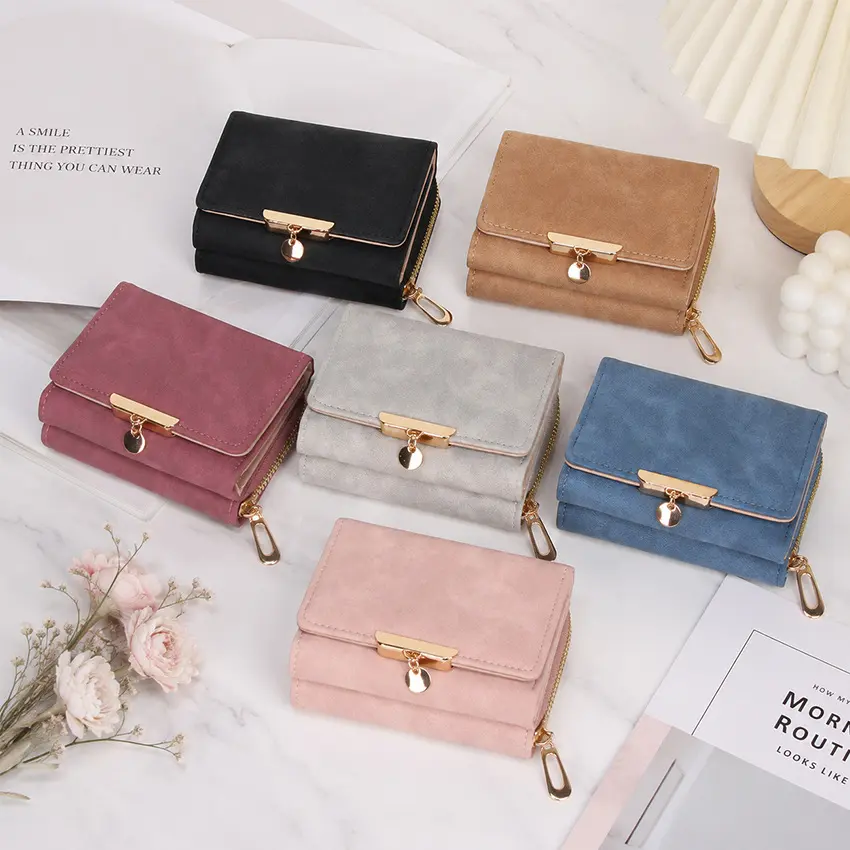 Fashionable Short Women's Wallet New Mini Coin Zipper Purse Small Magnetic Clasp Wallet