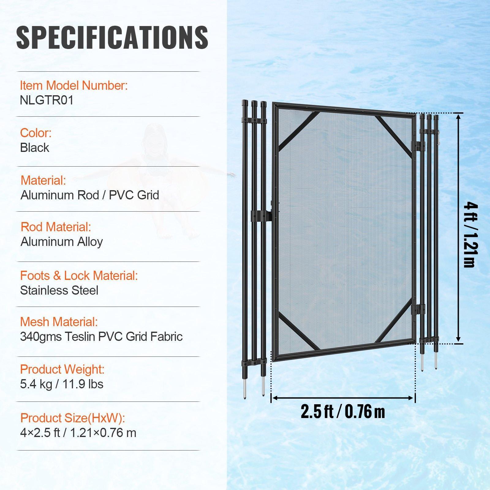 4' x 2.5' Removable Inground Pool Safety Gate – Heavy-Duty Childproof ...