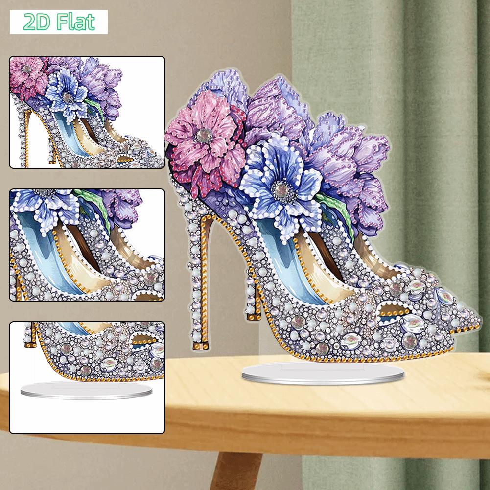 2D FLAT2D Flat High Heels Print DIY Diamond Painting Tabletop Ornaments Kit Table Top Diamond Painting Ornament Kits for Home Office Desktop DecorDIY Diamond Painting Kit for Adults & Beginners, Sparkling Art & Perfect Festive Gift