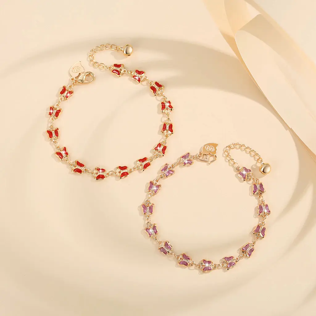 Loveden European-American Ins-Style Colorful Butterfly Glass Bracelet - Elegant Light-Luxury Dopamine Influencer Costume Jewelry (In Stock)