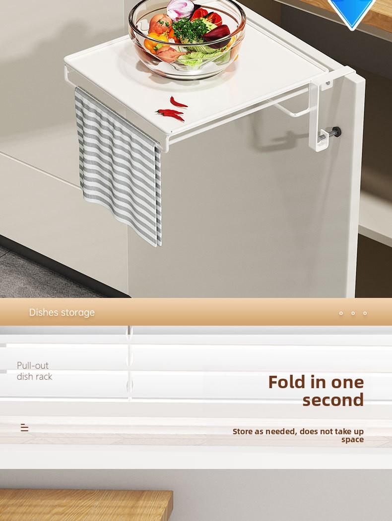 Foldable Countertop Extension Storage Rack Household Multifunctional Hanging Cabinet Door Small Table Board Storage Partition Auxiliary Table