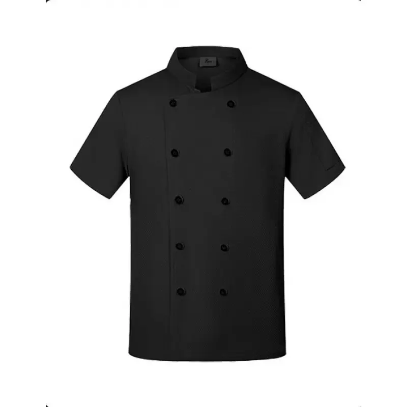 Men's Short-Sleeve Chef Wear - Male Kitchen Work Uniform with Uniform Look for High-End Hotels, Restaurants