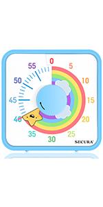 60-Minute Visual Countdown Timer, 7.5-Inch Oversize Classroom Visual Timer for Kids and Adults, Durable Mechanical Kitchen Timer Clock with Magnetic Backing (Blue)