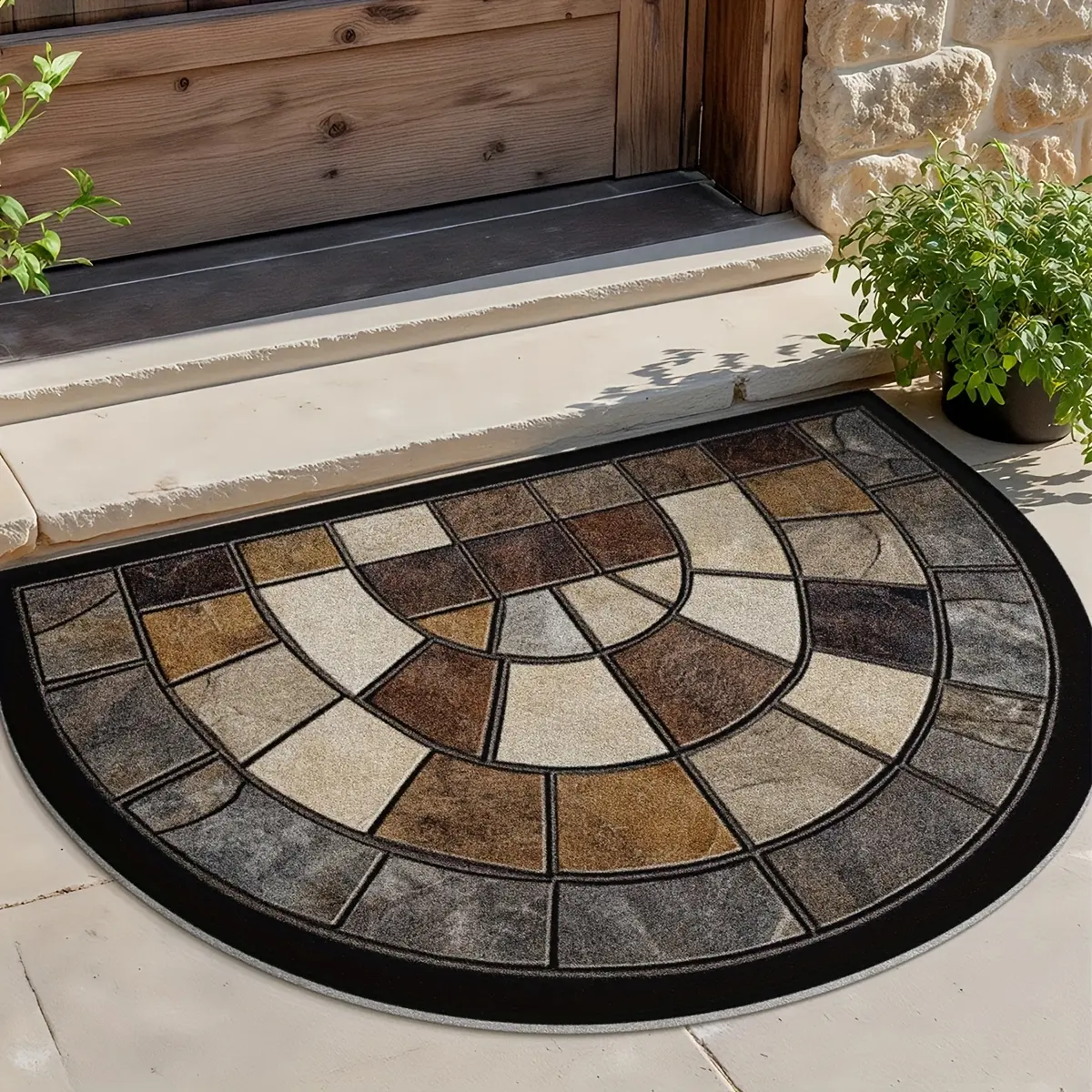 a semicircular doormat floor mat, retro home floor mat, entryway floor mat, wear-resistant door mat when entering the door, non-slip foot mat in the aisle at the entrance of the home corridor, home decoration