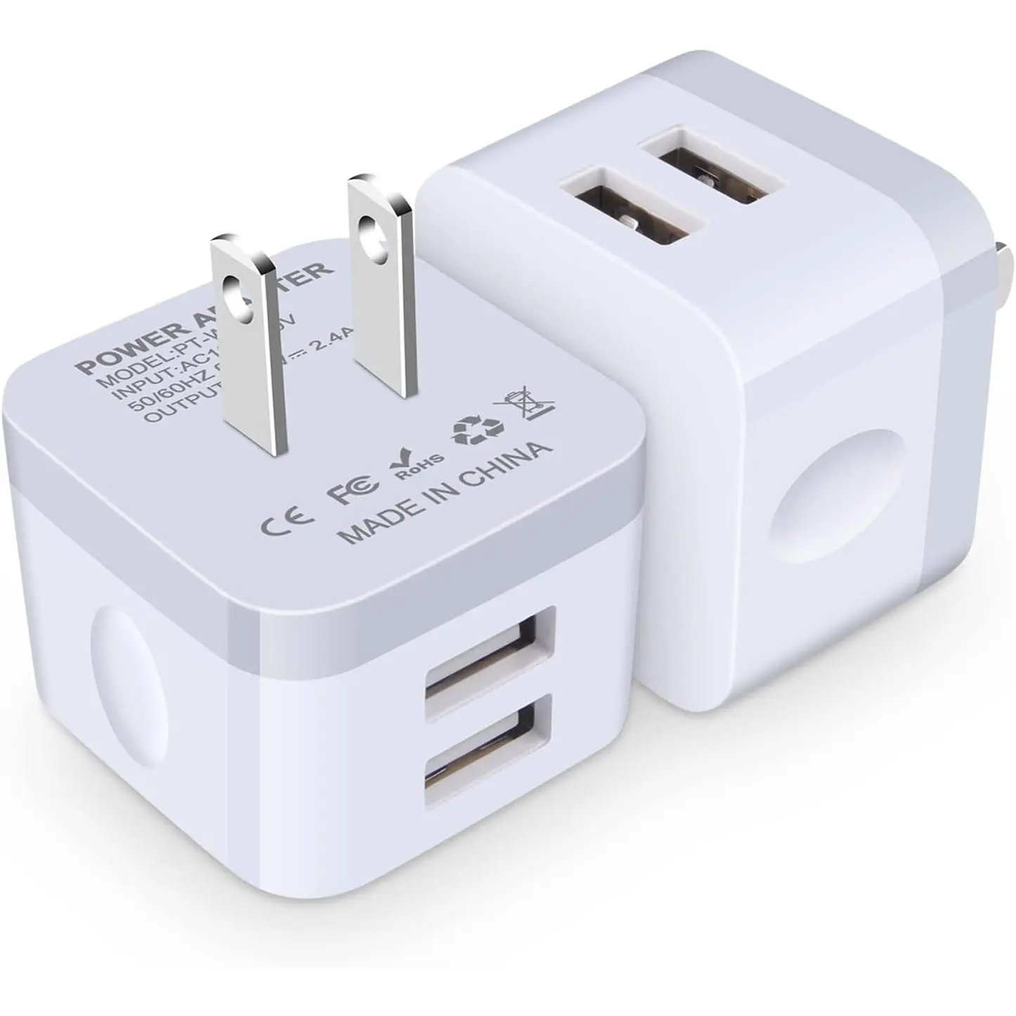 USB Wall Charger,  Cube,2Pack Flat USB Charger Block  Block   Box Right Angle Plug Adapter for iPad Pro,iPad Air,iPad mini, 17 16 15 14 13 12 11,,Pixel 10 9 8