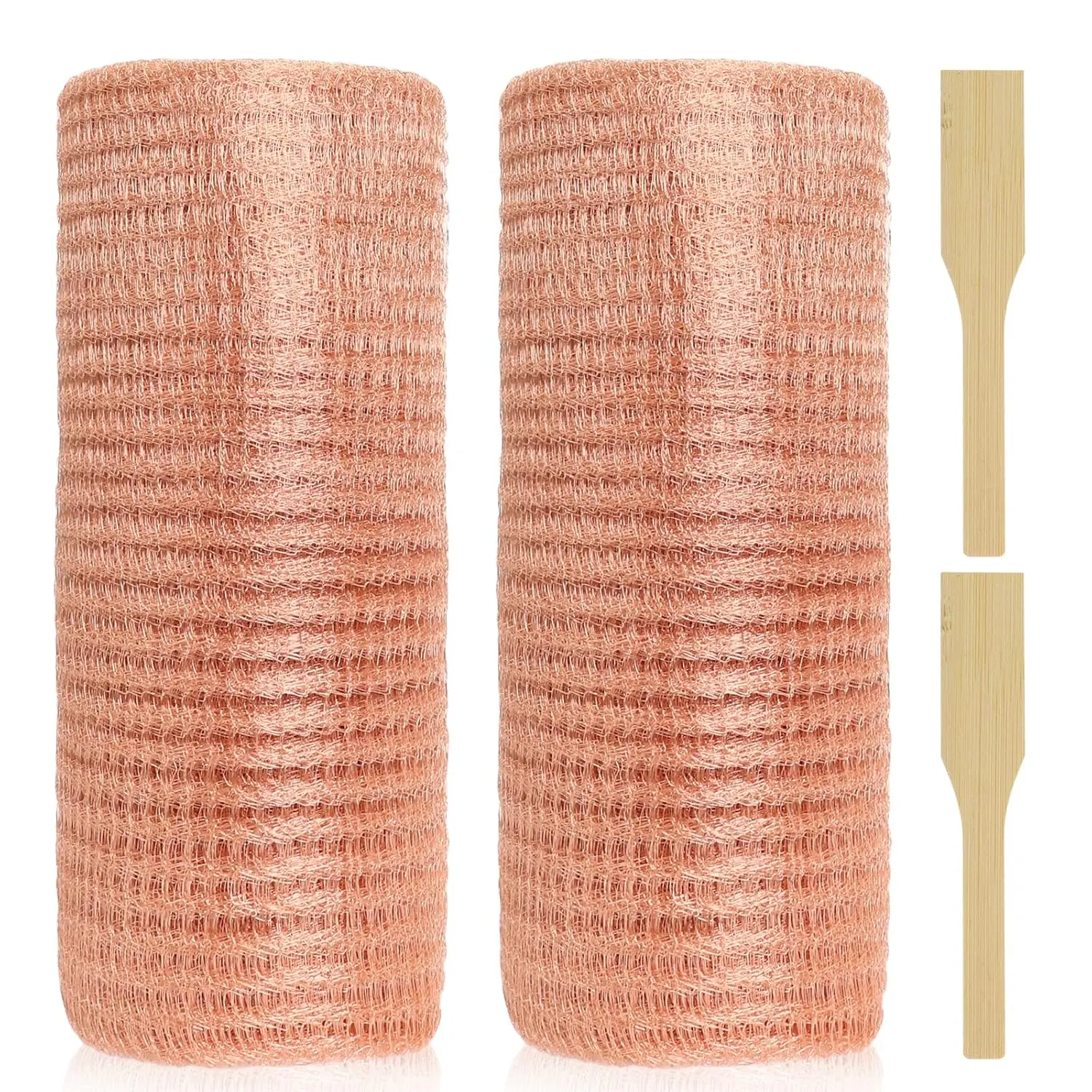 12" x 64ft Copper Mesh, Double Layer Pure Wire Mesh, DIY Hole Filler, Copper  Roll with 2 Pack  Stick, for Gardening Sealing Water Opening and DIY (2 Roll (12" x 32ft))