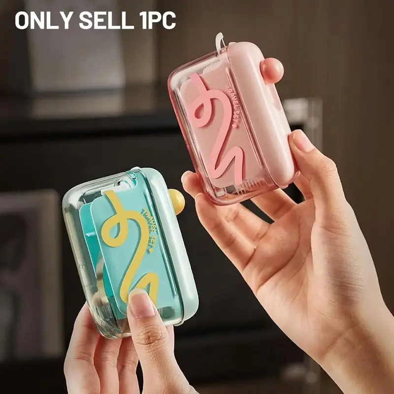 Travel-sized storage case - features an automatic pop-up dispenser, portable and refillable, perfect for oral care at home, in restaurants, and while traveling, Personal Travel Essentials, Travel Containers