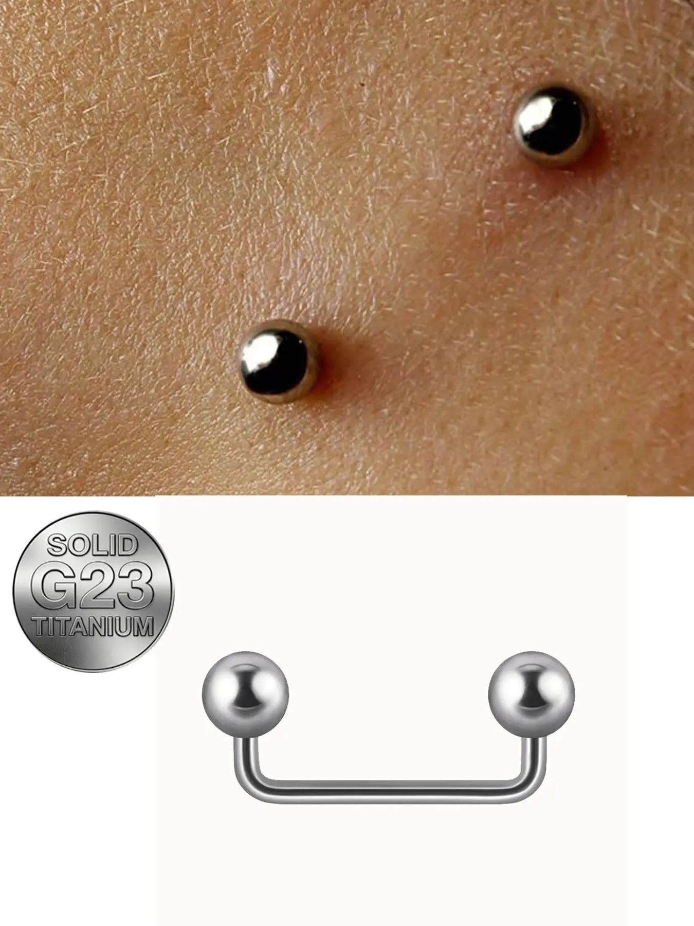 1pc G23 14Gauge Titanium Surface Piercings Dermal Jewelry Dermal Piercing Dermal Piercing Jewelry Double Ball Staple Dermal Anchor14g Internal Threaded Cone Micro Dermal Anchors Bar Jewelry Body Jewelry For Mother's Day For Daily Decoration Body Jewellery