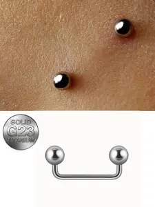 1pc G23 14Gauge Titanium Surface Piercings Dermal Jewelry Dermal Piercing Dermal Piercing Jewelry Double Ball Staple Dermal Anchor14g Internal Threaded Cone Micro Dermal Anchors Bar Jewelry Body Jewelry For Mother's Day For Daily Decoration
