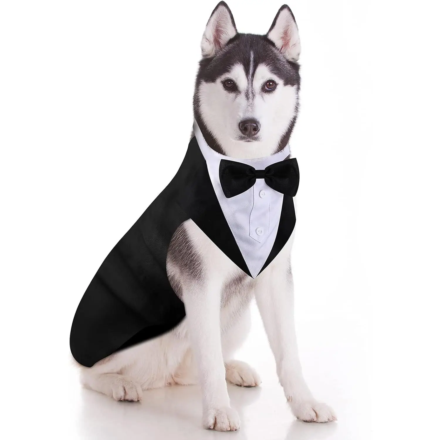 Dog Tuxedo and Bandana Set, Pet Wedding Party Suit with Bow Tie for Birthday Costumes (Cute Style, X-Large)
