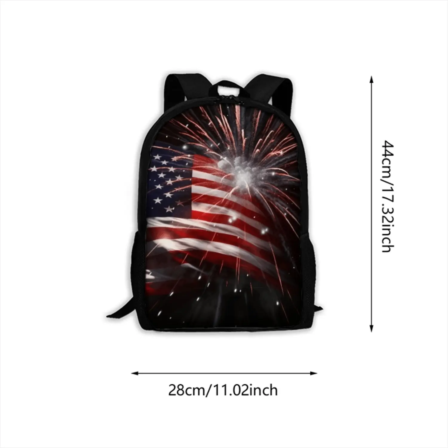 American Flag Firework Printed Backpack Travel Backpack for Teenager Teenager Laptop Backpack Business Travel Backpack with Adjustable Straps And Side Pockets, for Teenager, For Teenager