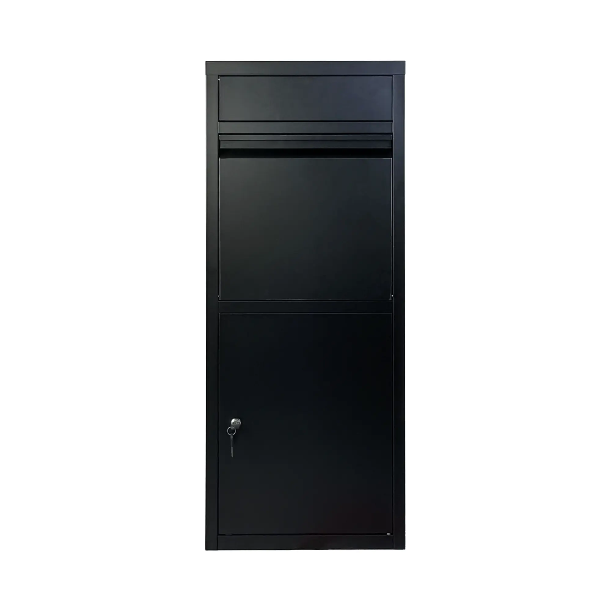 Nokaa Package Delivery Box for Outside, Cold-Rolled Steel Anti-Theft Lockable Mailbox for Parcels & Letters, Weatherproof Drop Box for Porch, House, Curbside, Black, 40.3x16.3x15.1 Inch