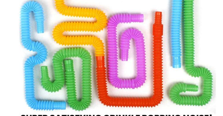 Children's stress-relieving toy telescopic tube, corrugated DIY sensory colorful stretchable tube, stress-relieving toy