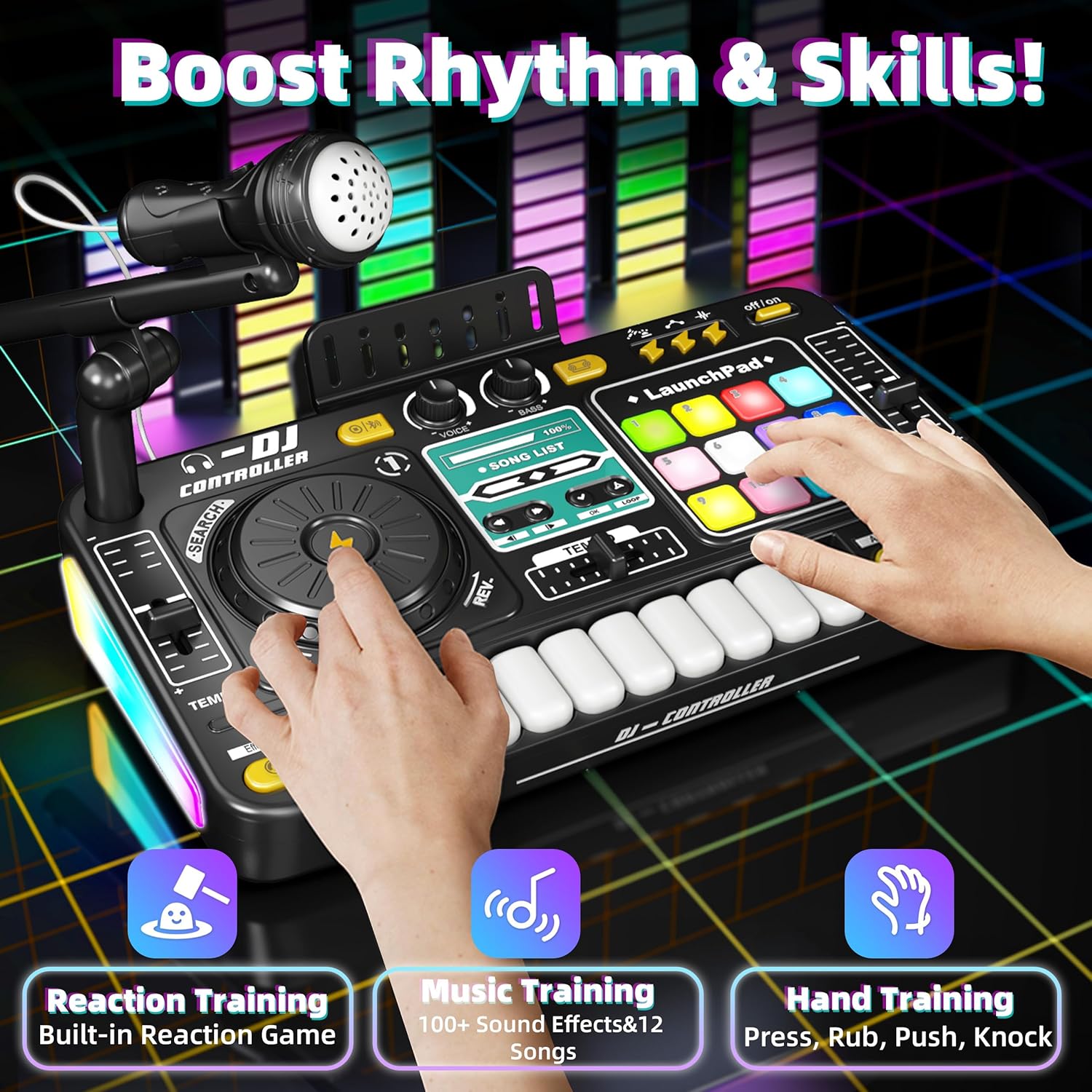 Multifunctional Digital DJ Controller Toy, 1 Box Music Simulation Toy with Microphone & Piano Key, Educational Music Toy for Kids, Home Entertainment Toy for Kids