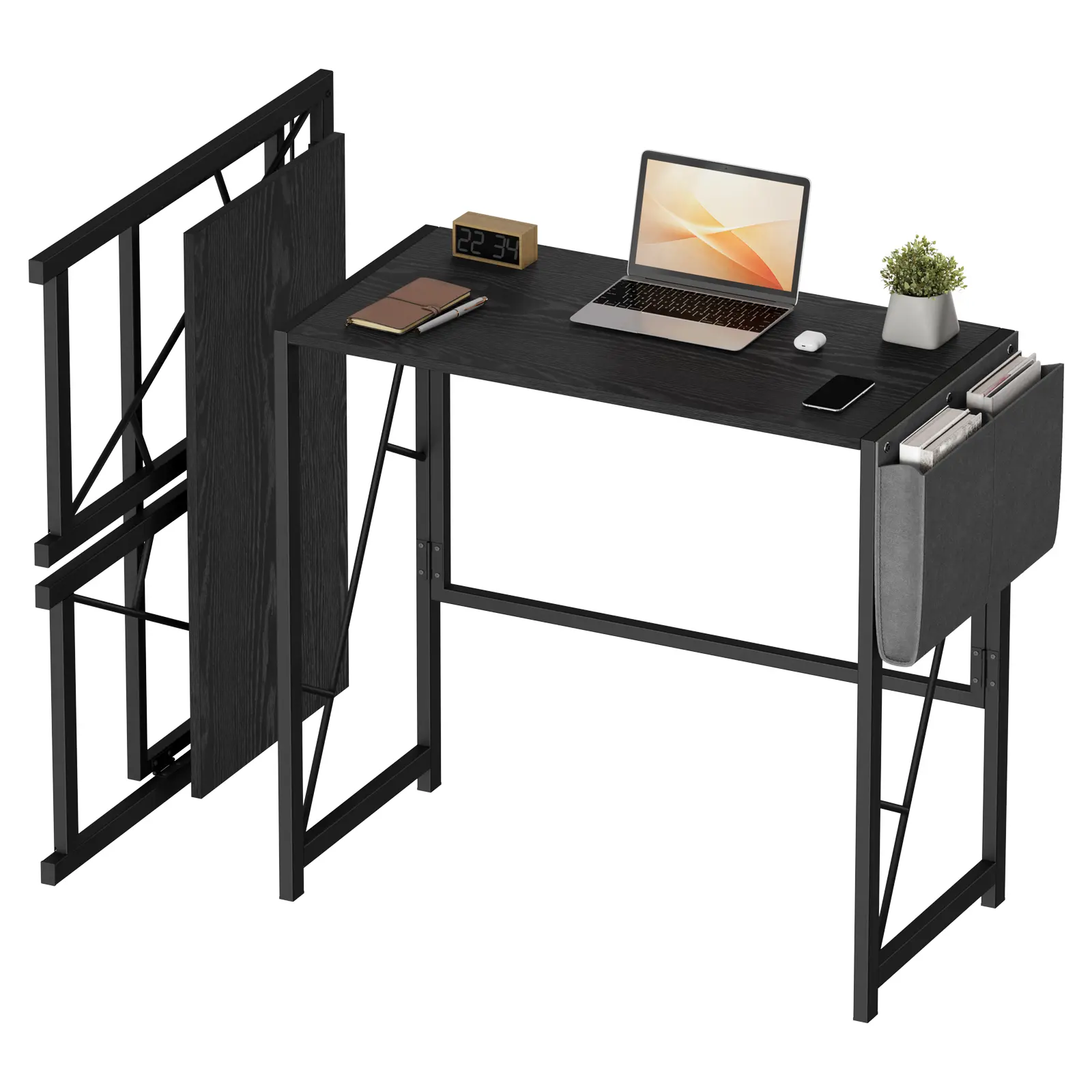 31.5" Folding Computer Desk with Storage Bag & Hook – Small Space Table for Home Office, Gaming, Writing – Easy Fold Study Writing Desk for Bedroom, Apartment, Dorm