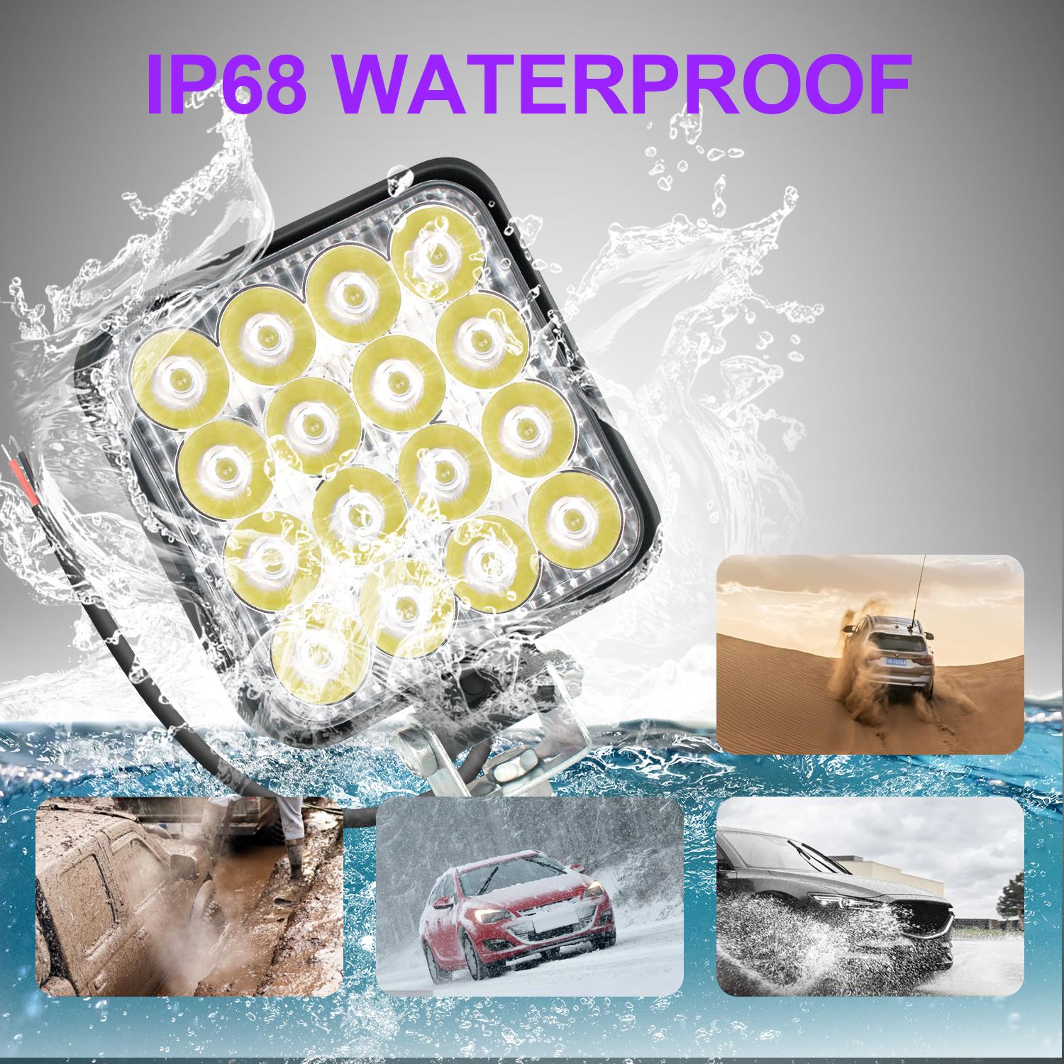 2pcs LED Truck Work Lights, 48W High Brightness LED Flood Light Bar, Work Light Truck OffRoad Tractor Flood Lights 12V-24V Square