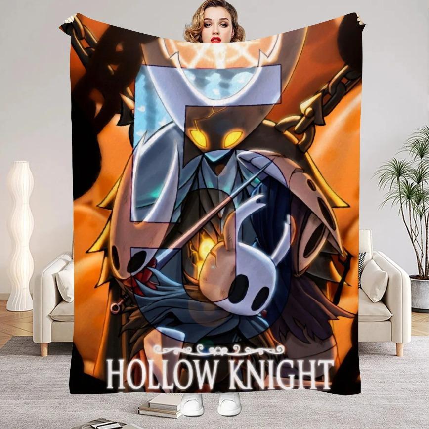 Hollow Knight Game Blanket Ultra Soft Flannel Cozy Warm Bedroom Living Room Couch Sofa Home Decor Throw Decorative Throw Perfect Birthday Gift Christmas Gift for Gamers Kids Adults Viral Trending Cute Bug Knight Aesthetic Style