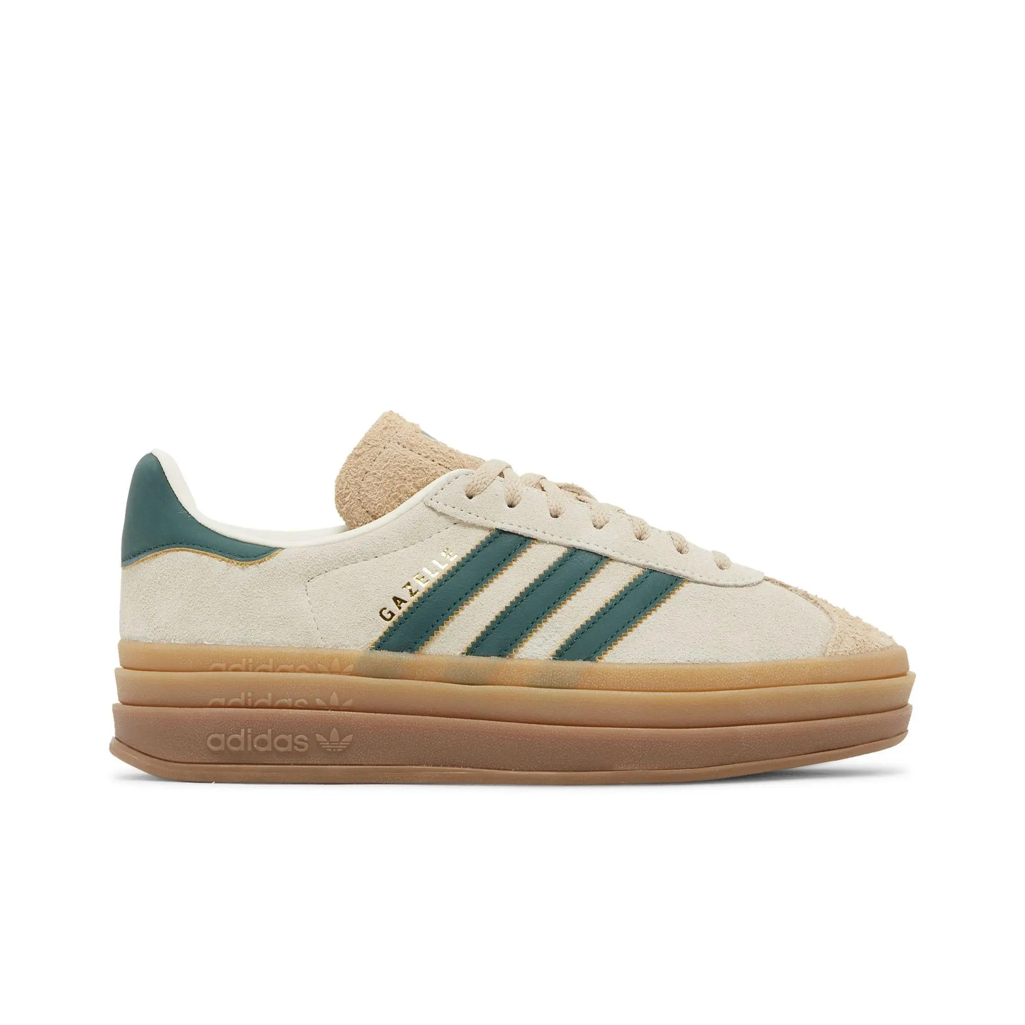 adidas Womens Gazelle Bold 'Cream Collegiate Green' (women's sizes) Cream White/Collegiate Green/Magic Beige sneakers ID7056