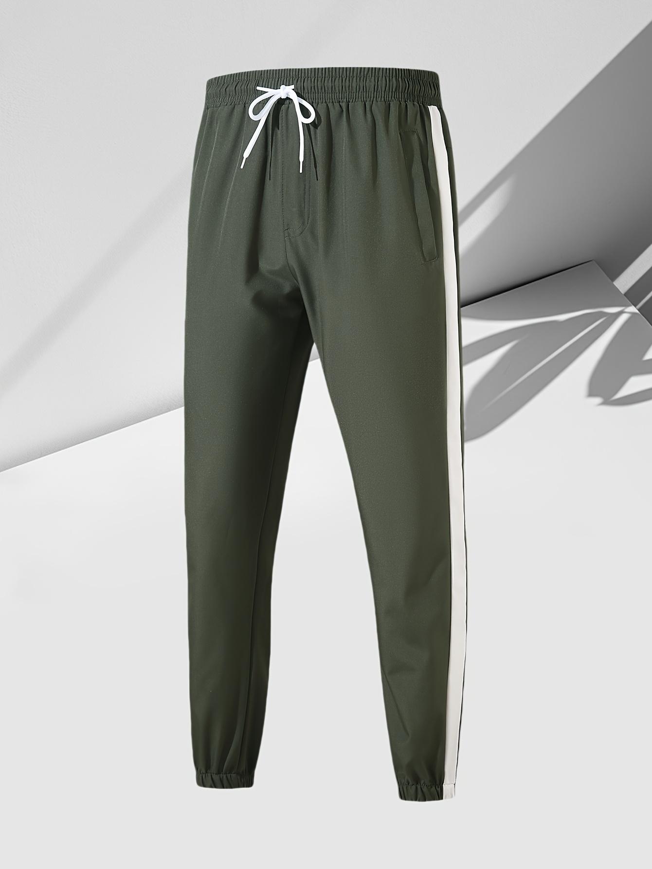 Men's casual two-piece set, stylish contrasting zipper hooded jacket, breathable solid color drawstring pants