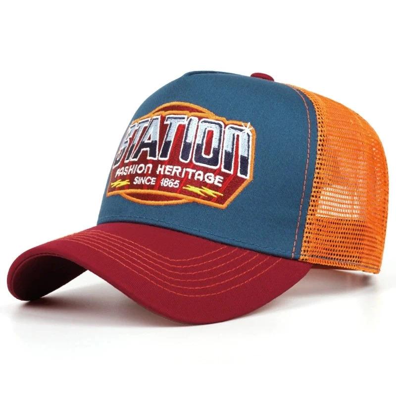 Hot Sale Unisex Baseball Cap Classic STATION Letter Pattern Mesh Cap Men And Women Breathable Streetwear Summer Trucker Hat