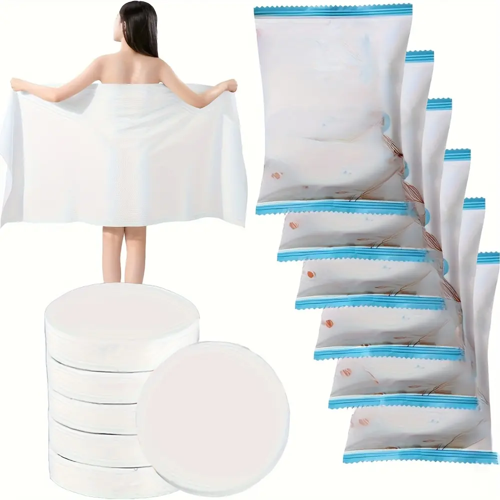 6-Pack Large Compressed Towels (48in x 20in) - Thick, Reusable, Portable Paper Towels for Outdoors Adult Use, No Universal Disposable Alternative, Camping Hiking Travel Essentials, 48" X 20", Space-Saving, Beach, Unscented