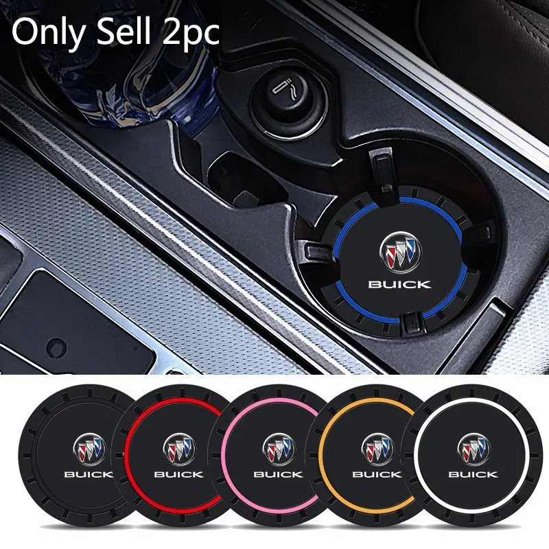2pc 7cm Car Coaster Water Cup Bottle Slots Holder Anti-slip Pad Mat Silica Gel For Buick Envista Park Avenue GL8 LaCrosse Regal Verano Excelle GT XT Envision Accessories