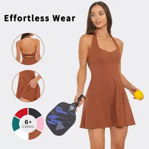 Women's Spring Backless Sleeveless Crossover Sports Skirt - Convenient Toilet Access Design, Yoga/Running Activewear with Pockets, Outdoor Sport Apparel