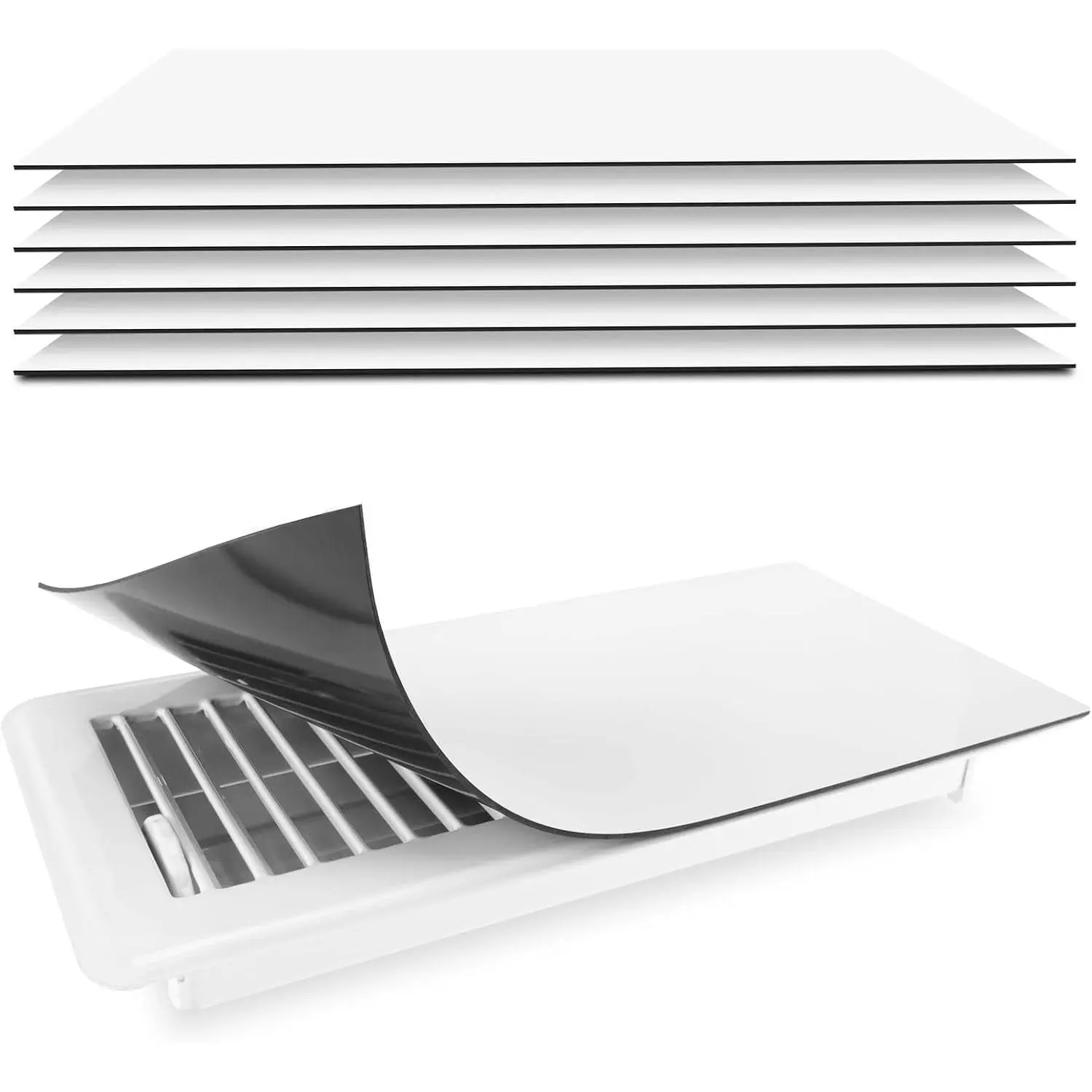 6 Pack Strong Magnetic Vent Covers for Home Ceiling, 5.5 inch X 12 inch Vent Covers for Standard Air Registers - for Floor, Wall, RV, Home HVAC, AC and Furnace Vents, Pure White.