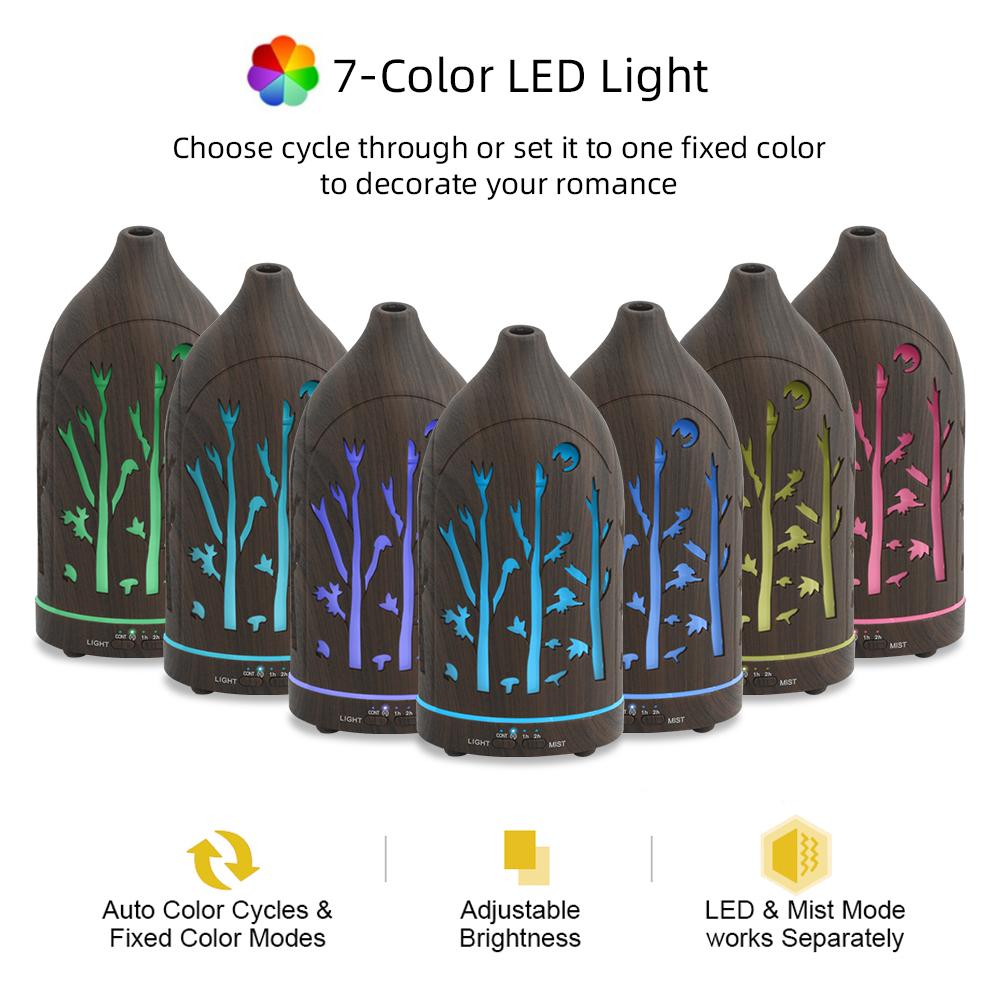 Essential Oil Diffuser with Auto Shut Off, 7 Color Changing LED Lights, Ultrasonic & Quiet