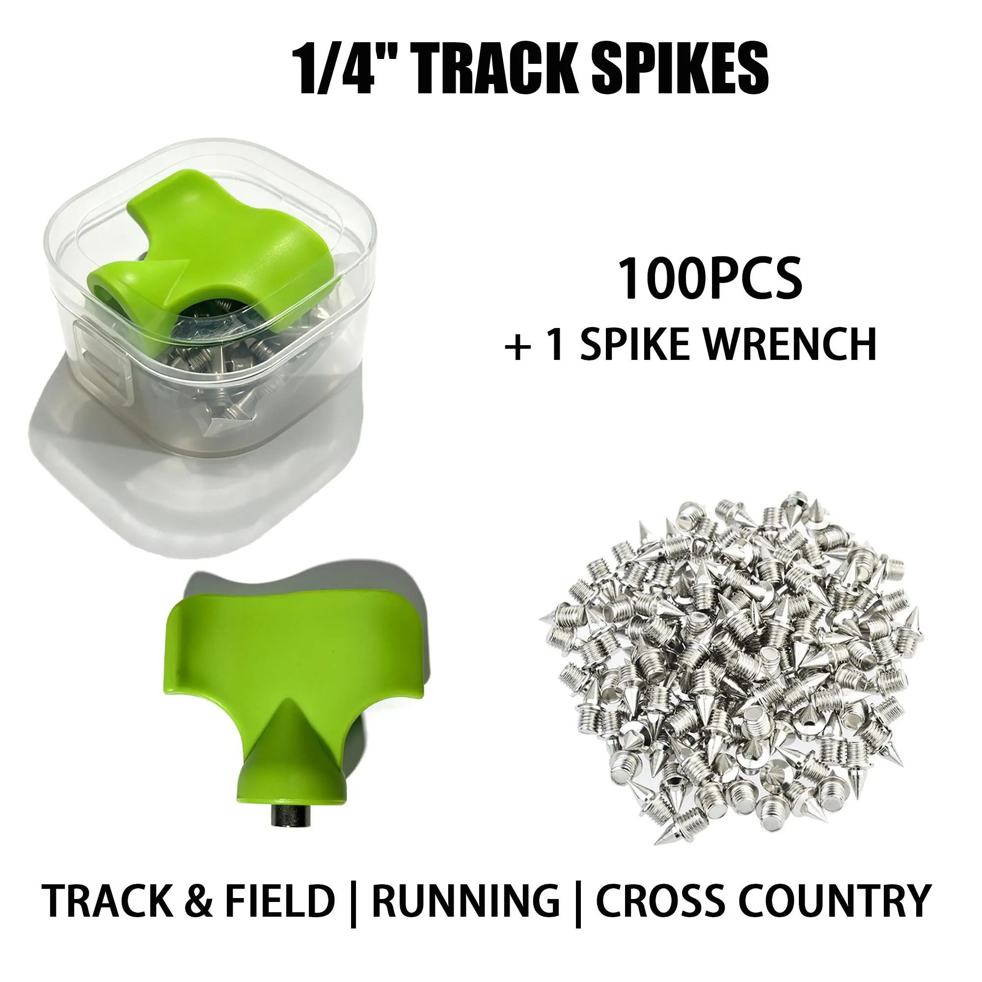 100pcs 1/4 Inch Track Spikes with Spike Wrench, Replacement Spikes for Track and Field Running Shoes, Durable and Reliable Performance