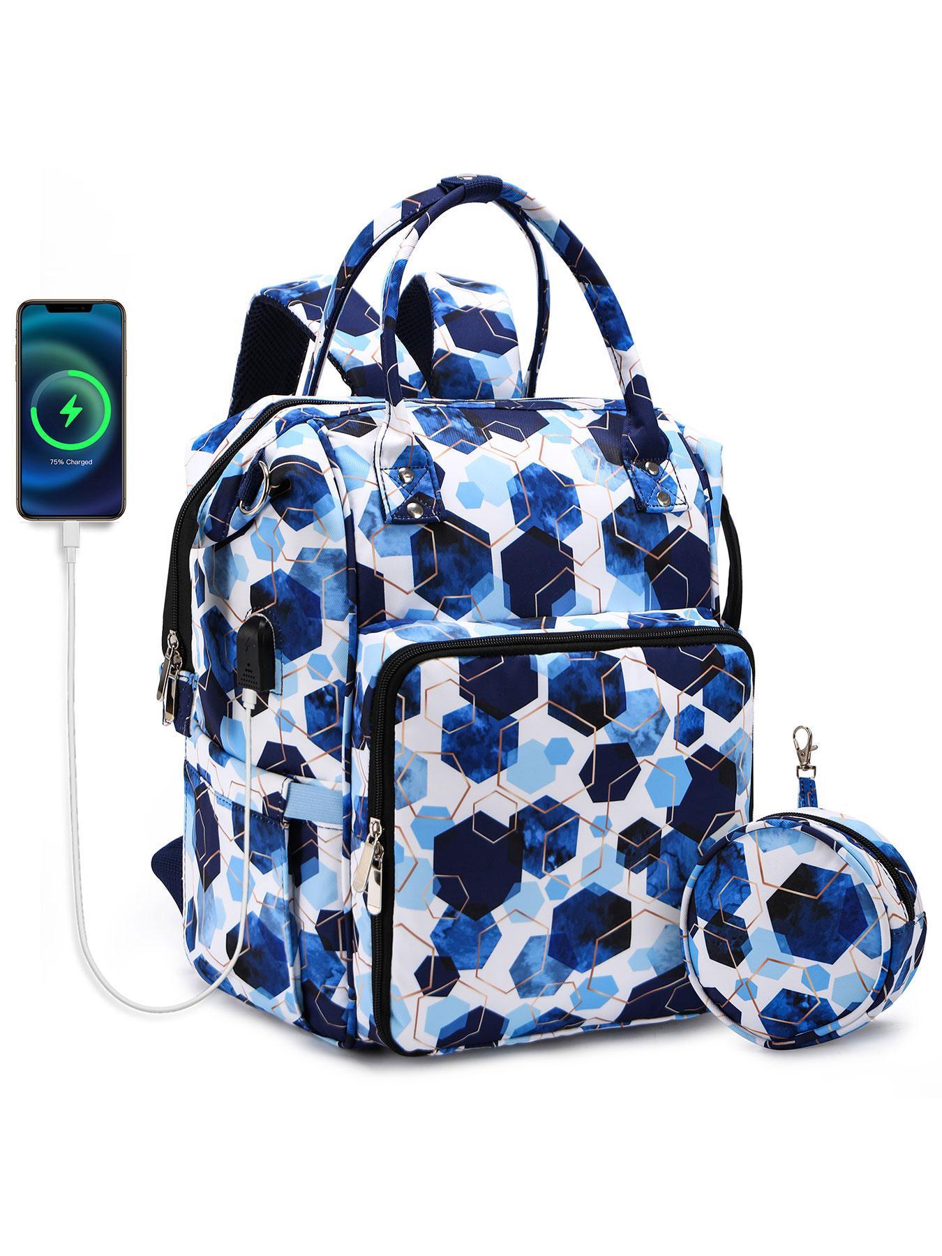 Knitting Tool Storage Bag, Portable Large Capacity Travel Organizers, Outdoor Travel Bag with External USB