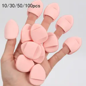 Finger Puff Set 10-30-50-100 Pieces, Makeup Puffs, Cosmetics, Beauty, Latex-Free Mixed Sponge for Liquid Foundation, Concealer, Suitable for All Skin Types