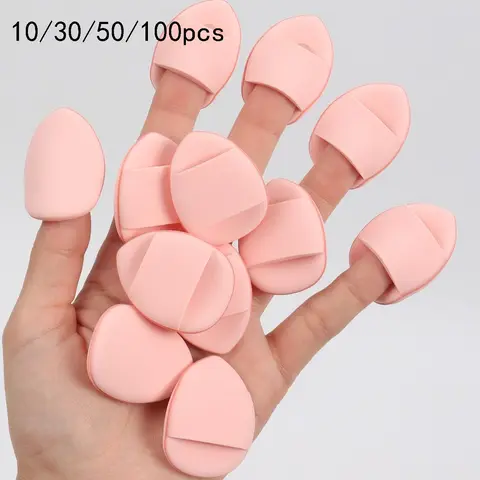 Finger Puff Set 10-30-50-100 Pieces, Makeup Puffs, Cosmetics, Beauty, Latex-Free Mixed Sponge for Liquid Foundation, Concealer, Suitable for All Skin Types