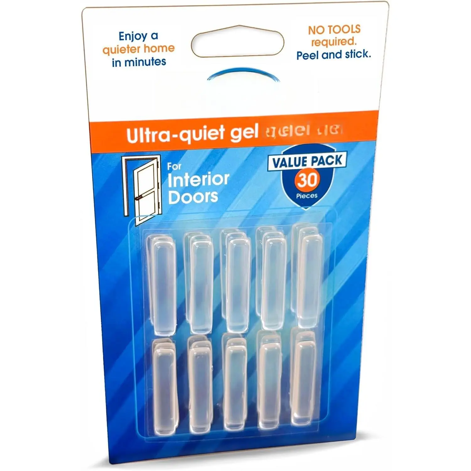 Interior Door Multi-Compound Polyurethane Shock Absorbers - 30-Count Low Profile Peel Stick Bumpers for Smooth Surfaces, Quiet Sound Dampening, Vibration Reduction