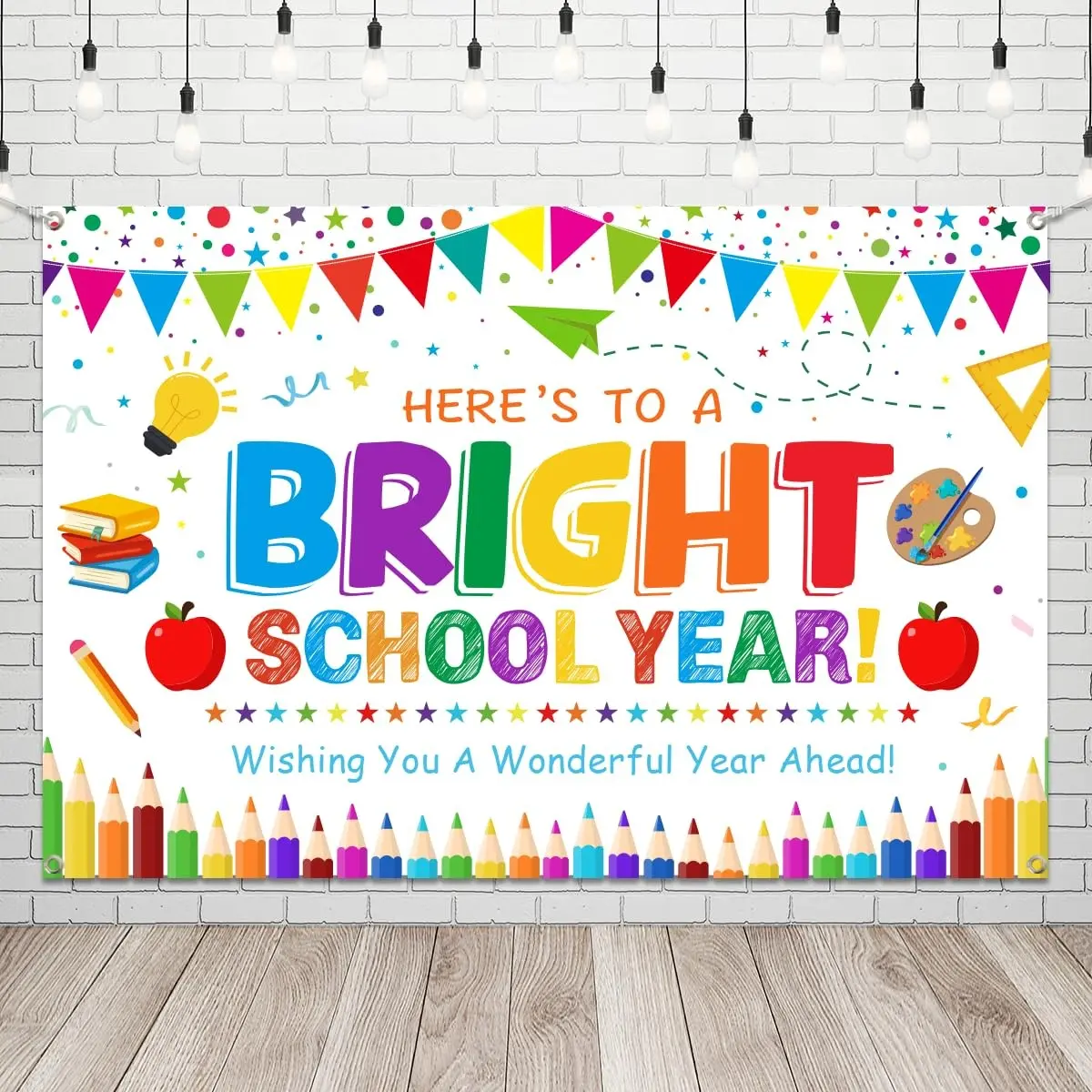Back-To-School Background Decor, Bright New Year Welcome, First Day of School Decoration, Classroom Party Backdrop, Educational Event Setup, Party Decorations, Party Decoration Supplies