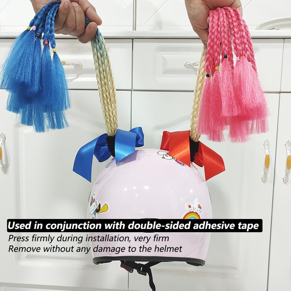 2pcs/pair New Motorcycle Helmet Braids Woman Braids Wig For Motorbike Helmets 164 colors Twist Dual Pigtail Ponytail With Sucker