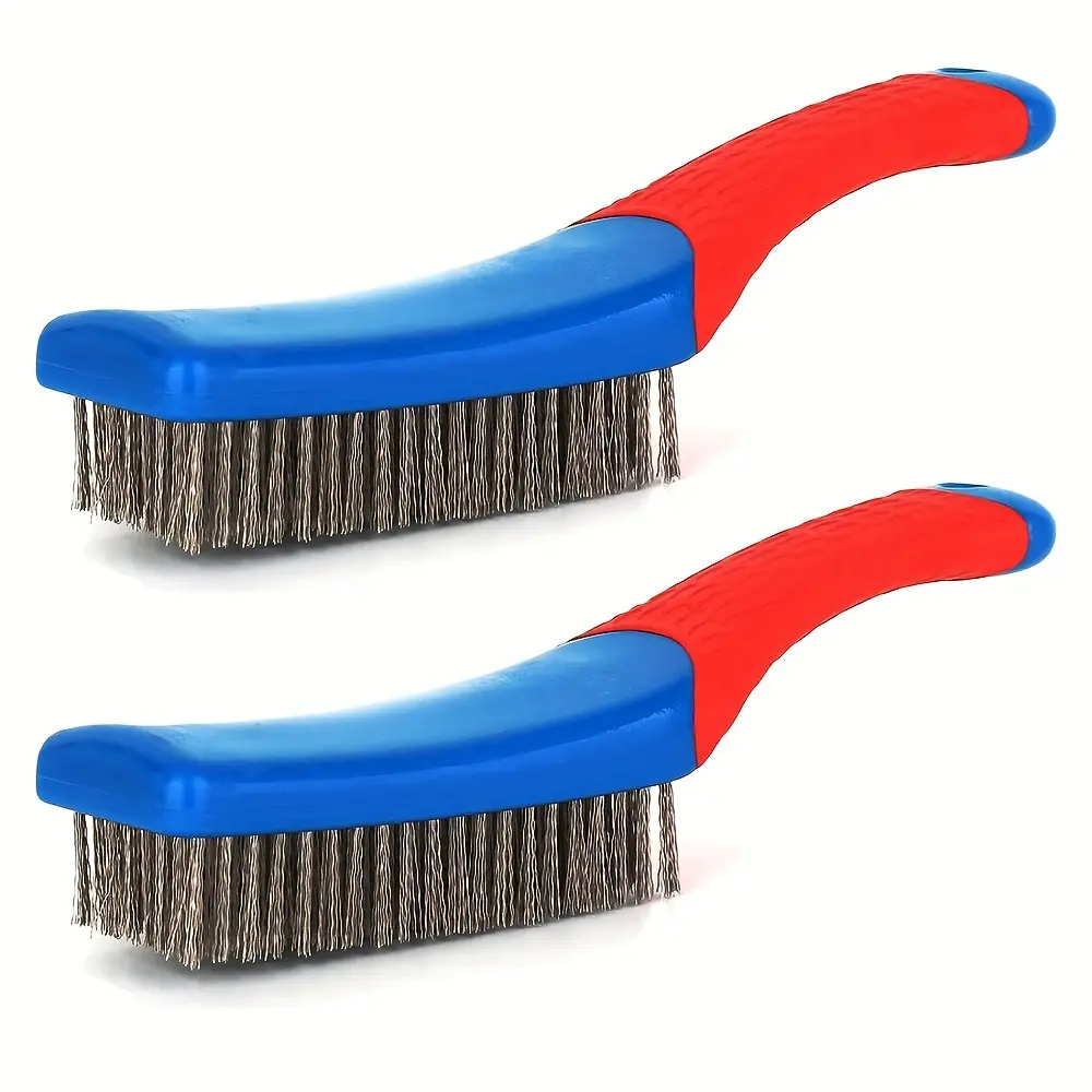 Heavy-Duty Stainless Steel Wire Brush - Durable Metal Bristles with Ergonomic Non-Slip Handle | Ideal for Rust Removal, BBQ Grill Cleaning, Paint Stripping, Dirt & Slag Scrubbing, Industrial Maintenance & Marine Use