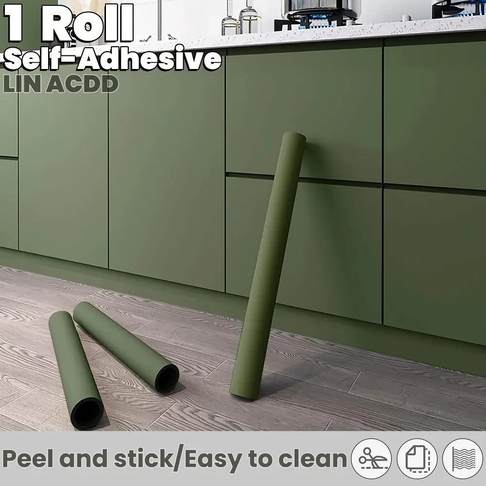 Matte Self-Adhesive Wallpaper, Bathroom Peel and Stick Wallpaper, Thick Waterproof Removable PVC Decorative Film, Ideal for Rental Apartments, Kitchen Cabinets, Bedrooms, Furniture Renovation