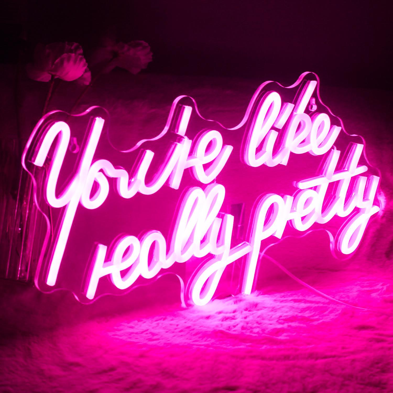You're Like Really Pretty Neon Sign, 1 Count USB Powered Creative LED Neon Light with Switch, Decorative Neon Sign For Home Party Wedding, LED Mood Light, Indoor Decorative Light