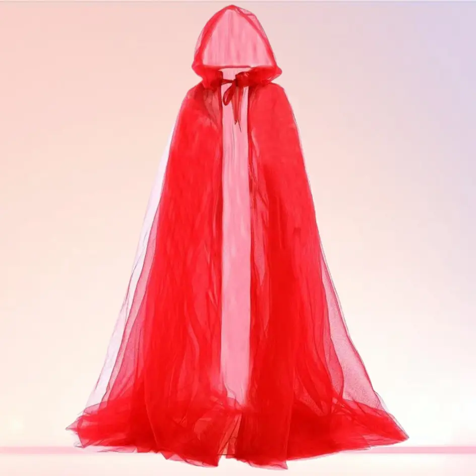 Premium Unisex Long Hooded Ghost Cosplay Cloak - Sheer Long Flowing Tulle Fabric, Comfy Elegant Death Witch Cape, Fits Halloween Party Performance Costume (Festive & Party Supply Accessory)