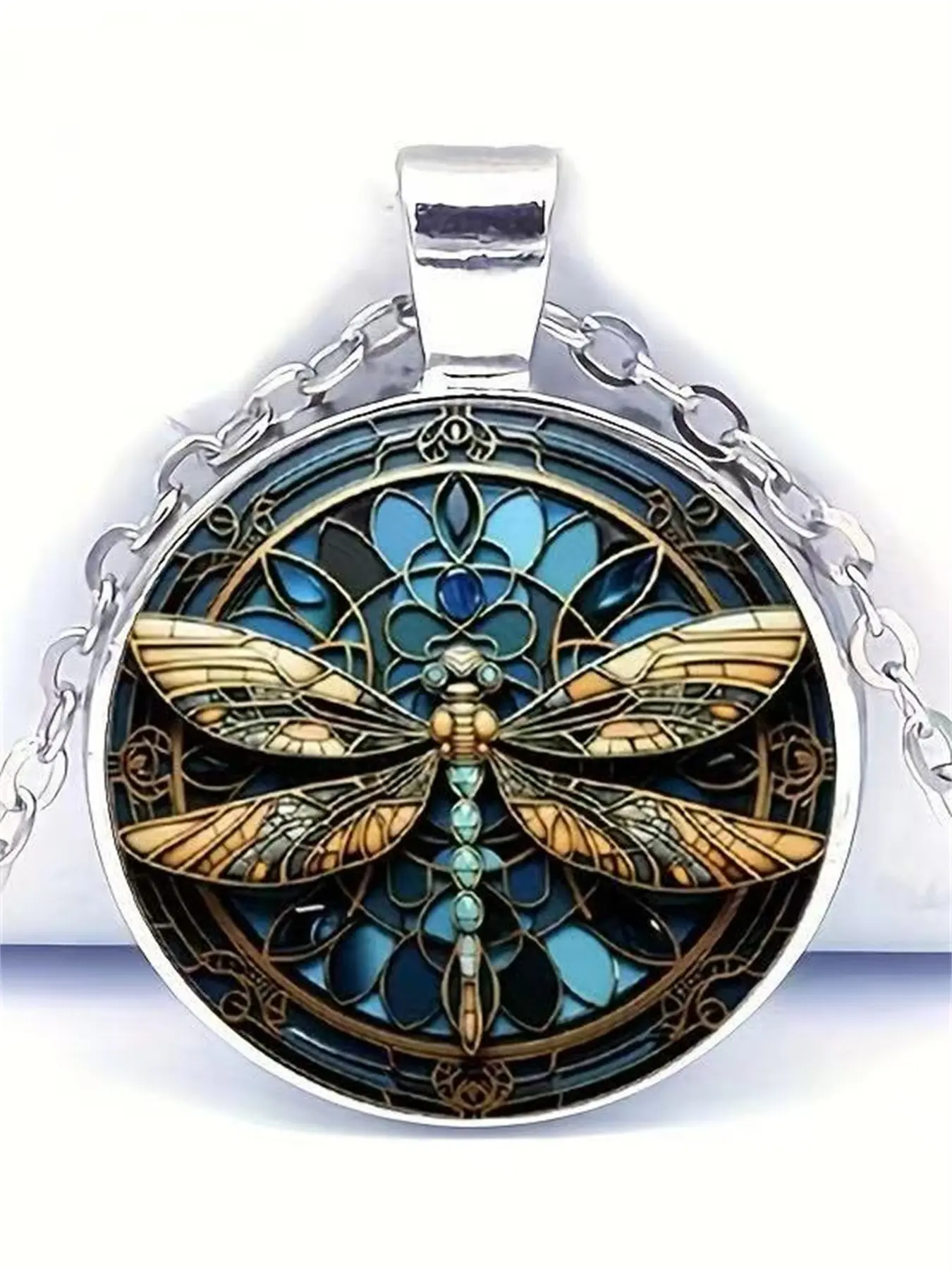 1 PC Fashion DIY Zinc Alloy Jewelry, Steampunk Vintage Dragonfly Glass Pendant Necklace, Perfect Gift for Weddings, Birthdays, Holidays