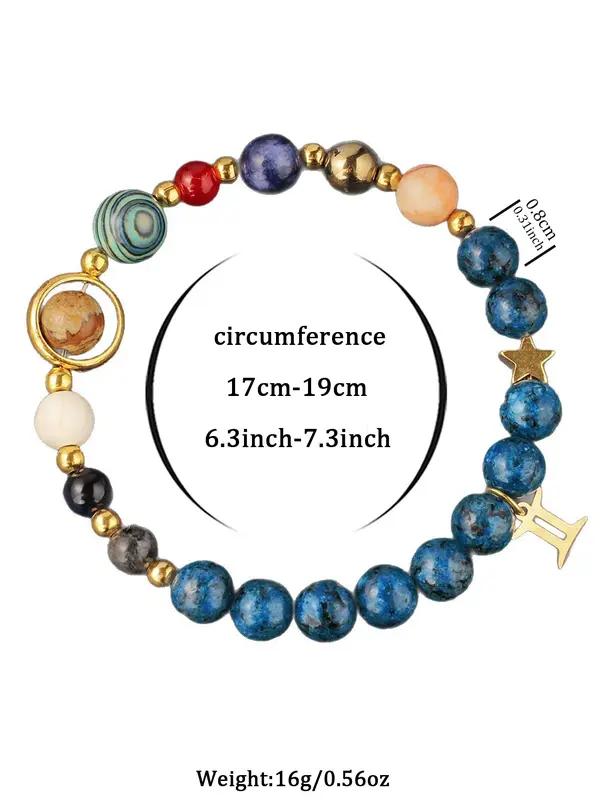 Crystal bracelet with zodiac beads, unisex, fashionable jewelry gift idea, trendy accessory, perfect birthday present.
